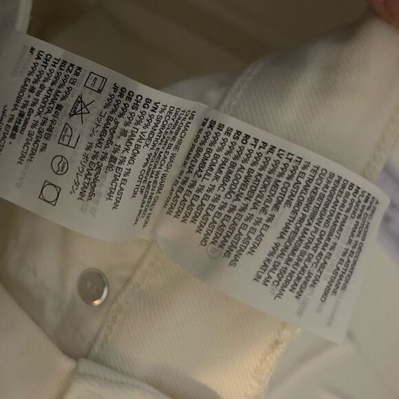 H&M Cream High Rise Raw Hem Straight Leg Jeans Size 2 - Picture 5 of 9